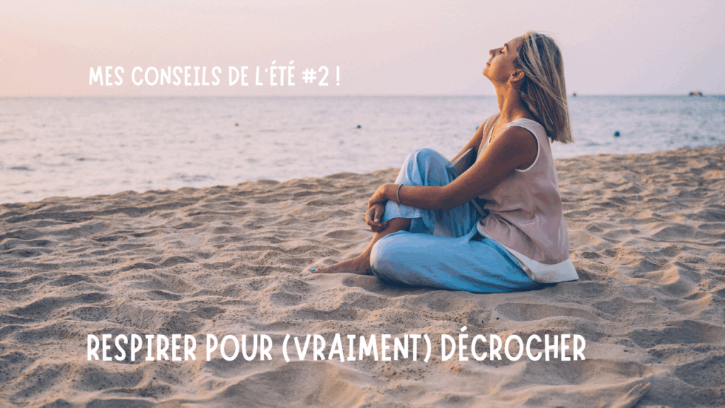 Femme sur la plage qui respire
